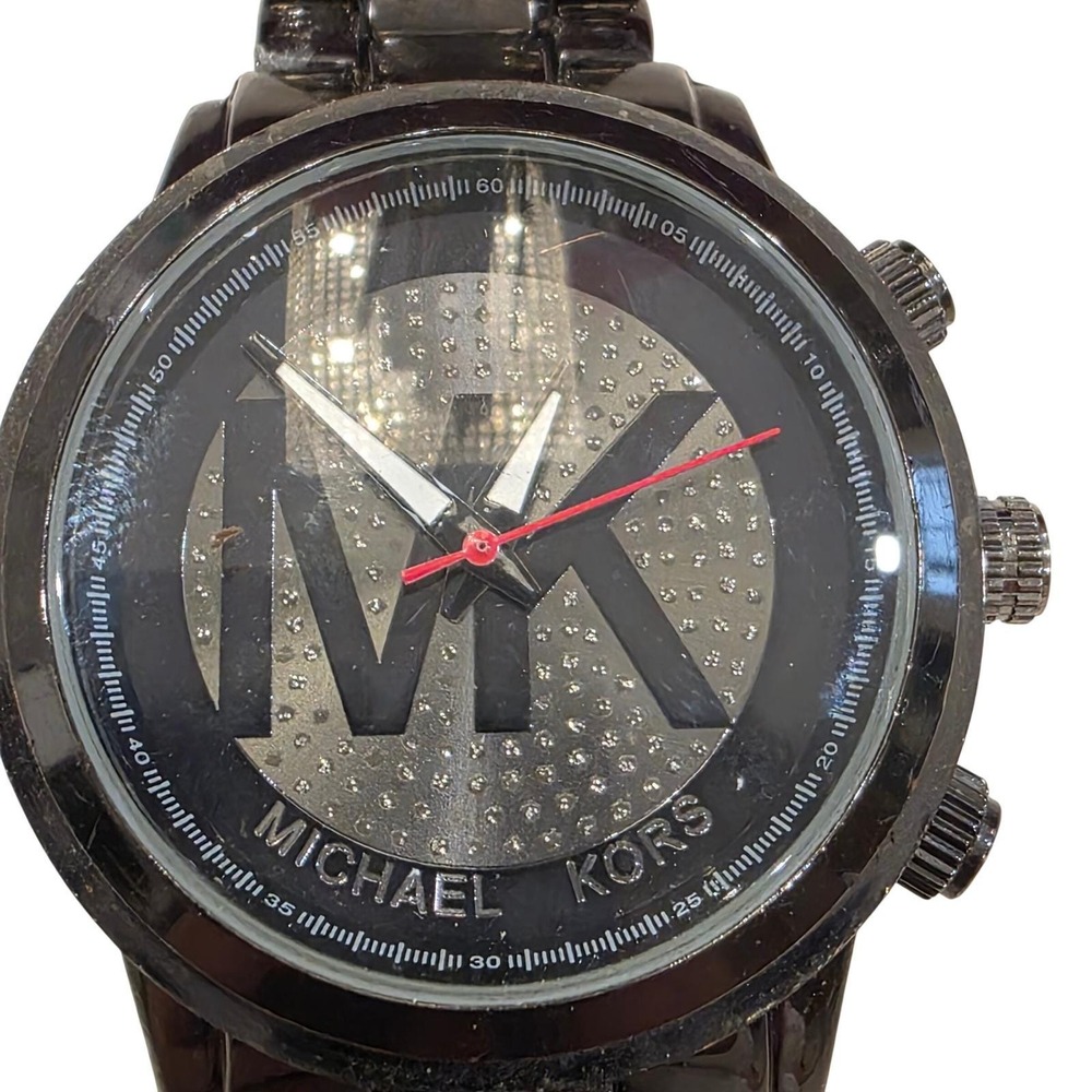 Michael Kors Black Stainless Steel Chronograph Watch MK5163 Rhinestone Dial - Picture 7 of 12